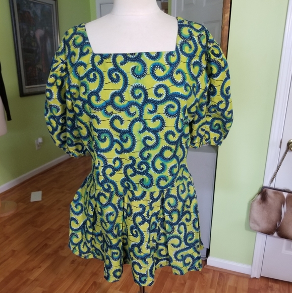 Tops - ⚡️Chic African Print Cotton Peplum Top